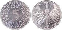 Deutschland 5 DM 5 Deutsche Mark 1957 F bfr/st Erstabschlag 387 -