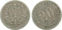 Deutschland 20Pfennig Fehlprägung 20 Pfennig 1874 F Stempeldrehung ca. 330° -
