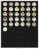 Velourseinlage, schwarz, mit 54 runden Vertiefungen für Münzen mit Ø25,75 mm, z.B. für 2 Euro-Münzen -
