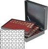 Münzkassette NERA XL mit 3 Tableaus und dunkelroten Münzeinlagen für 105 Münzen mit Ø 32,5 mm, z.B. für deutsche 20 Euro- bzw. 1 -