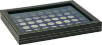 Münzkassette NERA M PLUS mit dunkelblauer Münzeinlage mit 54 runden Vertiefungen für Münzen mit Ø 25,75 mm, z.B. für 2 Euro-Münz -