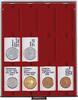 Velourseinlage, dunkelrot, mit 12 rechteckigen Fächern für REBECK COIN L Münzrähmchen 75x50 mm -