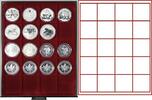 Münzbox RAUCHGLAS mit 20 extra tiefen quadratischen Fächern für Münzen/Münzkapseln bis Außen-Ø51 mm -