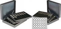Münzkassette NERA XL mit 3 Tableaus und schwarzen Münzeinlagen für 105 Münzkapseln mit Außen-Ø 32 mm, z.B. für 2 Euro-Münzen in -