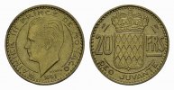 MONACO 20 Francs 1951. Rainier III., 1949-2005. Stempelglanz 12,00 EUR  + 10,00 EUR frais d'envoi