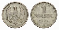 WEIMARER REPUBLIK 1 Mark 1924, F. Vorzüglich 30,00 EUR  + 10,00 EUR frais d'envoi