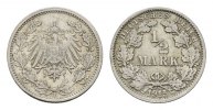 Deutsches Reich 1/2 Mark 1915, F. Vorzüglich-stempelglanz. 10,00 EUR  + 10,00 EUR frais d'envoi