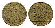 WEIMARER REPUBLIK 10 Reichspfennig 1933, G. Fast vorzüglich. 22,00 EUR  + 10,00 EUR frais d'envoi