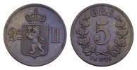 SCHWEDEN 5 Öre 1876. Oskar II., 1872-1907. Randstab etwas gedrückt. Vorz... 40,00 EUR  + 10,00 EUR frais d'envoi