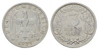 WEIMARER REPUBLIK 3 Reichsmark 1931, E. Vs kl. Schrtl.Fehler. Sehr schön + 295,00 EUR  + 10,00 EUR frais d'envoi