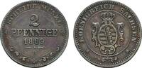 SACHSEN 2 Pfennig Johann, 1854-1873. -