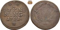 Lippe-Detmold 1 Pfennig 1791 ss, leicht dezentriert 20,00 EUR prix TTC + 17,00 EUR frais d'envoi