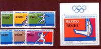 Mexico 7 Werte Mexico, Mi-Nr. 1898-03, Bl.27(1904), Sportmarken Olympische Sommerspiele -