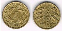 Weimarer Republik 5 Pfennig 1935 A Weimar, Kursmünze 10 Pfennig 1935 A, ... 3,00 EUR prix TTC + 9,90 EUR frais d'envoi