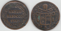 Vatikan 1/2 Baiocco Vatikan, Gregor XVI., 1/2 Baiocco, Erhaltung siehe Scan! -