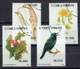 St. Thomas und Prinzeninsel 4 Werte St. Thomas und Prinzeninsel, Mi-Nr.1330-33 , Blumen und Vögel, gestempelt -