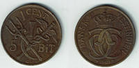 Dänemark - Dänisch West-Indien 1 Cent - 5 BIT danish west indies, 1 cent, Christian IX., like scan -