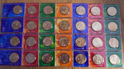 Australien 28 x 5 Dollars = 140 Dollars Sydney 2000, Complete Series of 28 x 5 Dollars in Coincards, BU. -