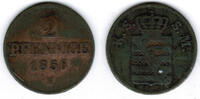 Sachsen 2 Pfennig Königreich Sachsen, Kursmünze 2 Pfennige (Scheidemünze) 1856 F, siehe Scan -