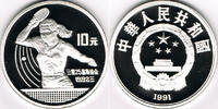 China 10 Yuan china silver coin, olympic games, women table tennis, proof, condition like scan -