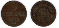 Mecklenburg-Rostock 3 Pfennig Mecklenburg-Rostock, 3 Pfennig 1855 B siehe Scan! -