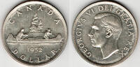 Kanada 1 Dollar Kanada, 1 Dollar 1952, Kanu, 23,33 g 800er Silber! -