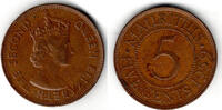Mauritius 5 Cents Mauritius, 5 Cents 1959, Elizabeth II. -