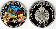 Malta - Malteser Orden 100 Liras Malta, Knights of Malta, Marine Life Protection, fish, multicolored -