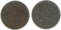 Bayern 1 Pfennig Bayern, König Ludwig II., Kursmünze 1 Pfennig (Scheidemünze) -