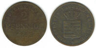 Sachsen-Meiningen 2 Pfennig Sachsen-Meinigen, Herzog Bernhard II., Kursmünze 1 Pfennig (Scheidemünze). -