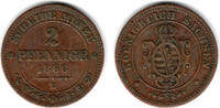 Sachsen 2 Pfennig Sachsen, Johann, Kursmünze 2 Pfennige (Scheidemünze), Erhaltung siehe Scan -
