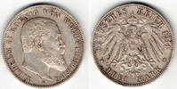 Württemberg 3 Mark Kaiserreich, Württemberg 1911 F, Wilhelm, siehe Scan -