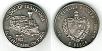 Kuba 5 Pesos Cuba, silver coin "cuban railway la junta" -