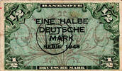 Deutschland - Bank Deutscher Länder 1/2 Mark Bank Deutscher Länder, Eine Halbe Mark mit B-Stempel, Serie 1948, Ro. 231a -