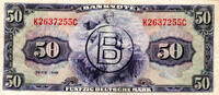 Deutschland - Bank Deutscher Länder 50 Mark Bank Deutscher Länder, 50 Mark mit B-Stempel, Serie 1948, Ro. 243a -