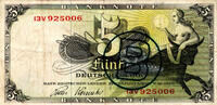 Deutschland - Bank Deutscher Länder 5 Mark Bank Deutscher Länder, 5 Mark mit B-Stempel, Serie 1948, Ro. 253 -
