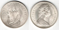 Bahamas 1 Dollar bahamas islands, silver coin 1 Dollar 1966, conch shell, like scan -