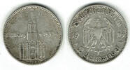Drittes Reich 2 Reichsmark Drittes Reich, 2 Reichsmark 1934 E, Garnisonskirche Potsdam mit Datum! -