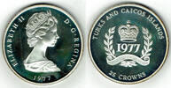 Turks und Caicos Inseln 25 Crowns turks and caicos islands, silver coin "silver jubilee queen elisabeth II." -