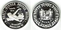 Surinam 100 Guilders suriname, silver coin, 100 guilder "barcelona olympics 1992 - A. Nesty - Winner" -