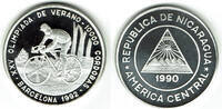 Nicaragua 10000 Cordobas nicaragua, silver coin "barcelona olympics 1992" -