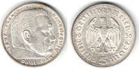 Drittes Reich 5 Reichsmark Drittes Reich, 5 Reichsmark Hindenburg ohne HK, 13,89 g 900er Silber! -