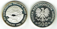 Polen 500 Zloty Poland 500 Zlotych 1988, <i>World Soccer Championship Italy 1990</i>, Proof. -