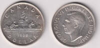 Kanada 1 Dollar Kanada, 1 Dollar 1938, Kanu, 23,33 g 800er Silber! -