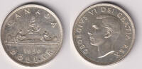 Kanada 1 Dollar Kanada, 1 Dollar 1950, Kanu, 23,33 g 800er Silber! -