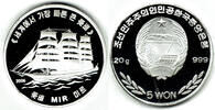 Nord-Korea 5 Won north korea, silver coin "sailship Mir", like scan, only in capsule -