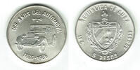 Kuba 5 Pesos Cuba, silver coin "100th anniversary of automobile", like scan -