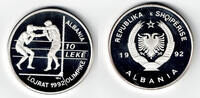 Albanien 10 Leke albany - silver commemorative coin, barcelona olympics 1992, boxing -