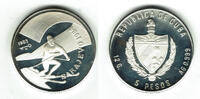 Kuba 5 Pesos Cuba, 5 pesos silver coin "Sarajevo Olympics 1984 - Ski" -