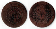 Brasilien 10 Reis (auf 20 Reis) Brazil, 10 Reis on 20 Reis, Pedro I., countermark M -